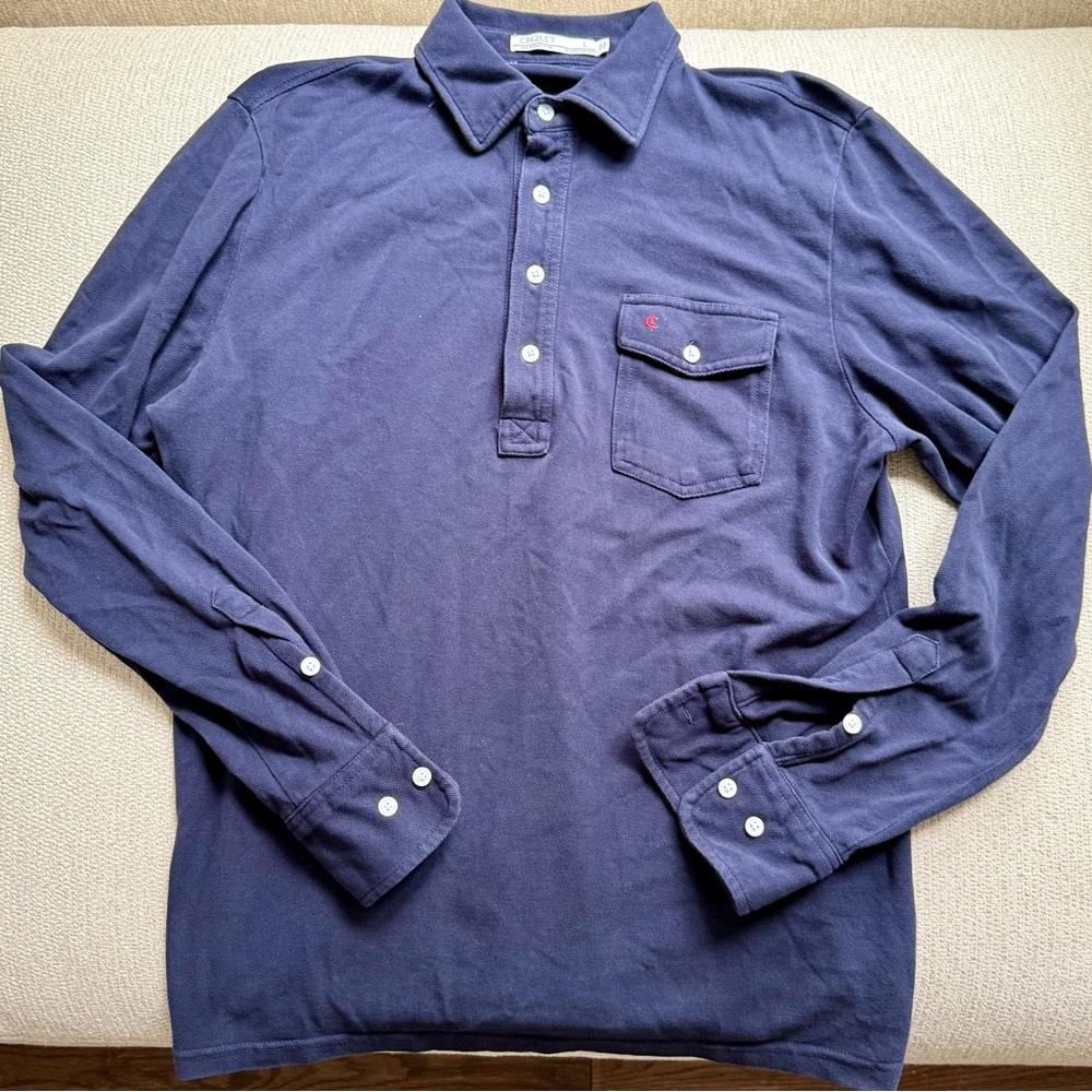 Criquet Dark Blue Long Sleeve Polo Shirt